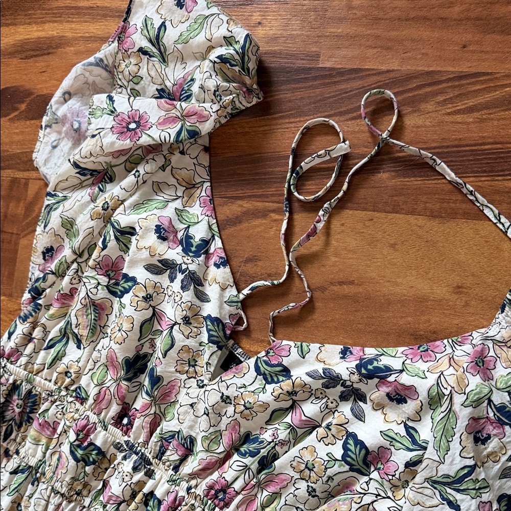 Floral Cream Print Dress sz M - Picture 10 of 13